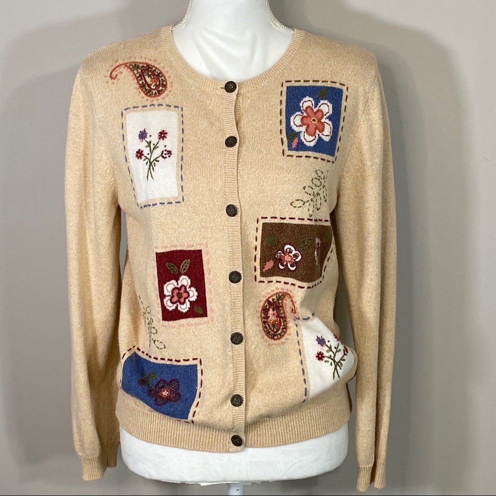 Alfred Dunner Floral Teacher Sweater Cardigan Teacher Sweater Grandma Core
